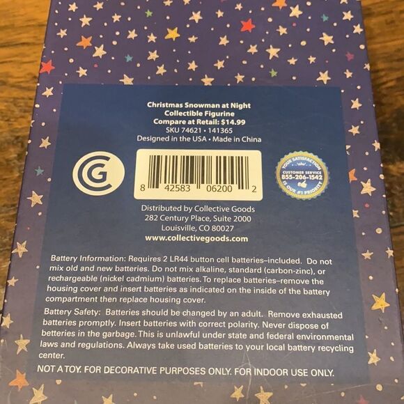 Christmas Snowman at Night~ New~Lights up~8.5” Tall ~ Cute Shelf Sitter - Picture 6 of 6